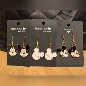 Mickey Mouse Earrings - Set Of 3 Hand Crafted